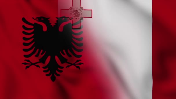 Albania Malta Flag Video Albania Malta Mixed Country Flags Motion — Stock Video