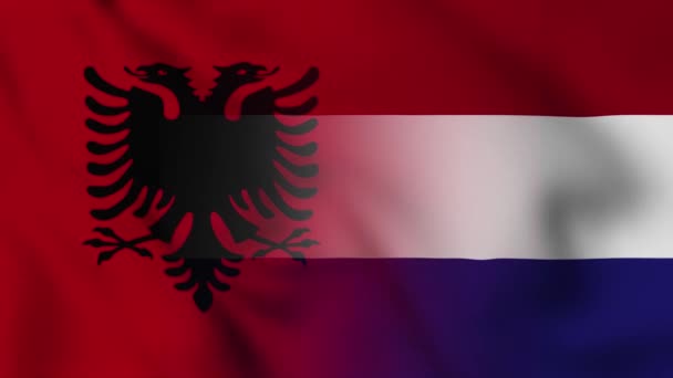 Video Bendera Albania Dan Belanda Albania Dan Belanda Mixed Country — Stok Video
