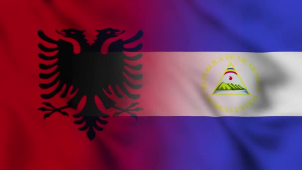 Αλβανία Και Νικαράγουα Σημαία Βίντεο Αλβανία Και Νικαράγουα Σημαίες Μικτής — Αρχείο Βίντεο