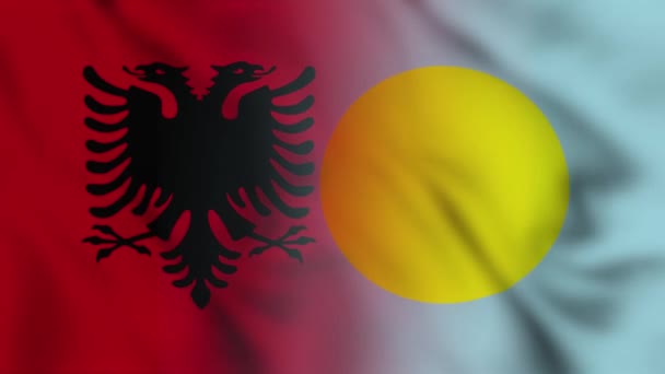 Albanië Palau Vlag Video Albanië Palau Gemengde Landen Vlaggen Motion — Stockvideo