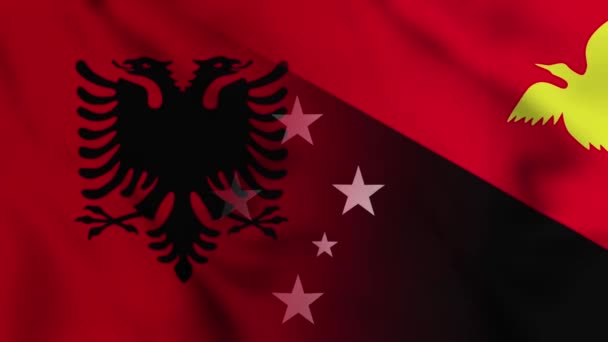 Video Bendera Albania Dan Papua Nugini Albania Dan Papua Nugini — Stok Video