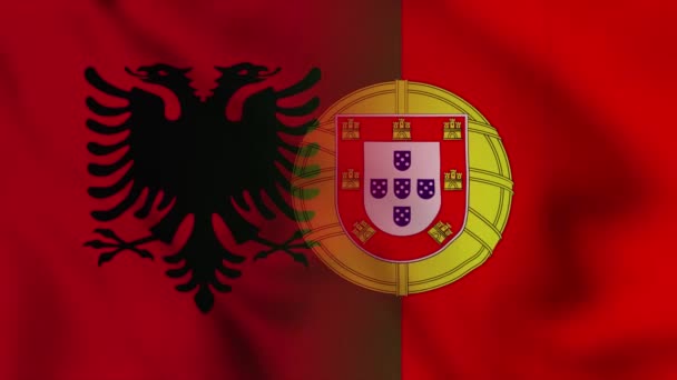 Albania Portugal Bandera Vídeo Albania Portugal Banderas País Mixtas Animación — Vídeos de Stock