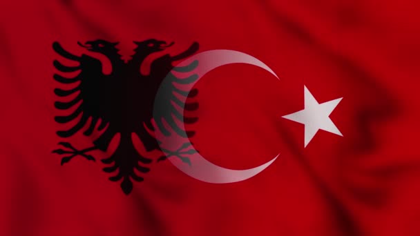 Σημαία Αλβανίας Και Δημοκρατίας Της Τουρκίας Αλβανία Και Δημοκρατία Της — Αρχείο Βίντεο
