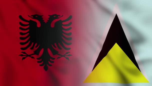 Albania Saint Lucia Flag Video Albania Saint Lucia Mixed Country — Stock Video