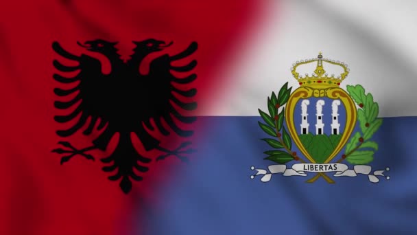 Αλβανία Και Σαν Μαρίνο Βίντεο Σημαίας Αλβανία Και Άγιος Μαρίνος — Αρχείο Βίντεο