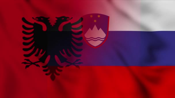 Αλβανία Και Σλοβενία Σημαία Βίντεο Αλβανία Και Σλοβενία Σημαίες Μικτής — Αρχείο Βίντεο