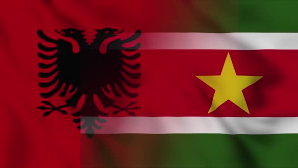 Albania Suriname Flag Video Albania Suriname Mixed Country Flags Motion — Stock Video