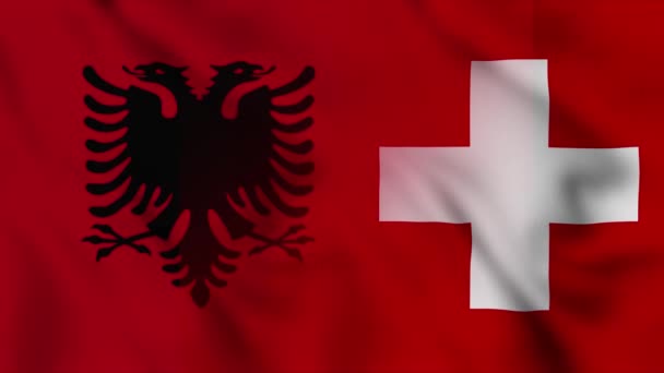Arnavutluk Sviçre Bayrak Videosu Arnavutluk Sviçre Karışık Ülke Bayrakları Arasında — Stok video