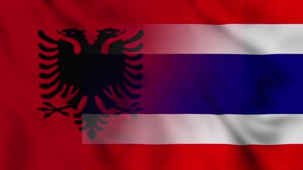 Αλβανία Και Ταϊλάνδη Σημαία Βίντεο Αλβανία Και Ταϊλάνδη Σημαίες Μικτής — Αρχείο Βίντεο