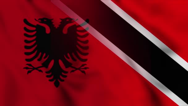 アルバニアとトリニダード トバゴのフラッグビデオ アルバニアとトリニダード トバゴの混在国の国旗の動きループアニメーション国旗がクローズアップされます フラグ Motion Loop — ストック動画