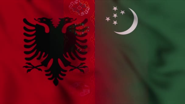 Albania Turkmenistan Flag Video Albania Turkmenistan Mixed Country Flags Motion — Stock Video