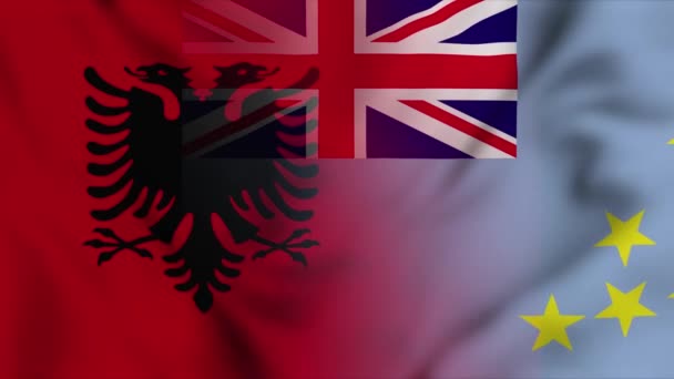 Albânia Tuvalu Bandeira Vídeo Albânia Tuvalu Bandeiras Mistas País Animação — Vídeo de Stock