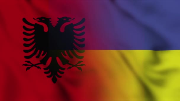 Albania Ucrania Bandera Vídeo Albania Ukranian Banderas Del País Mixto — Vídeos de Stock
