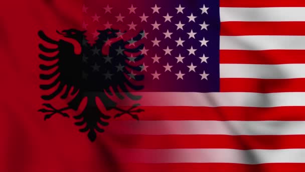 Βίντεο Σημαίας Αλβανίας Και Ηνωμένων Πολιτειών Αμερικής Αλβανία Και Ηνωμένες — Αρχείο Βίντεο