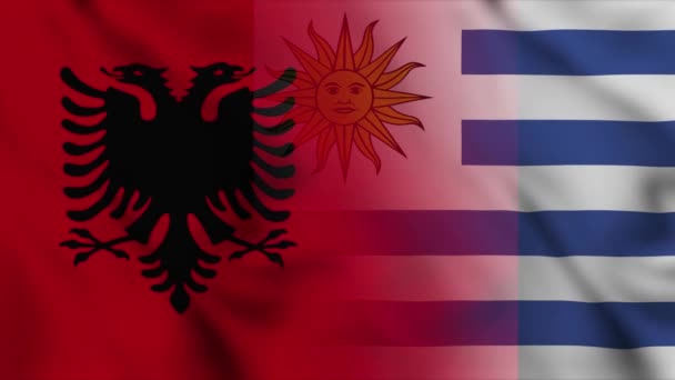 Albania Uruguay Flag Video Albania Uruguay Mixed Country Flags Motion — Stock Video