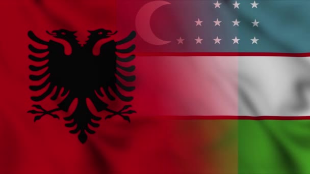 Albanië Oezbekistan Vlag Video Albanië Oezbekistan Gemengde Landen Vlaggen Motion — Stockvideo