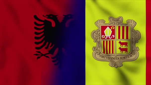 Albania Flag Video Andorra Flag Video Albania Flag Video Andorra — Stock Video