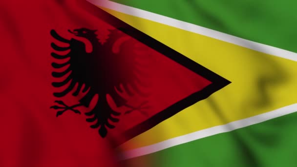 Albania Guyana Flag Video Albania Guyana Mixed Country Flags Motion — Stock Video