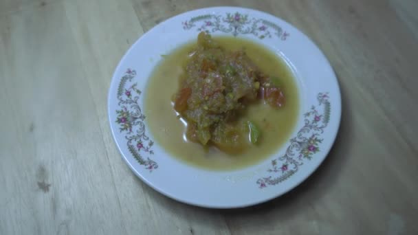 Curry Tomate Picante Vegetais Inverno Cozidos Curry Tomate Picante Indiano — Vídeo de Stock