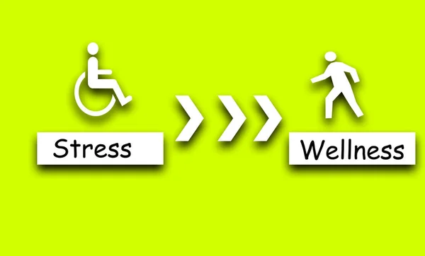 Wellness instead of stress symbols, lifestyle motivational positive word written on a solid background. Business, signs, and symbols, concepts.