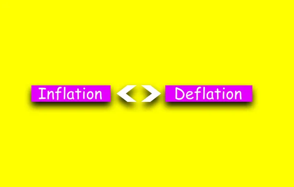Inflation or deflation lifestyle motivational positive word written on a solid background. Business, signs, and symbols, concepts. Copy space. Quote Poster and Flyer design.