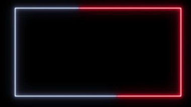 Çok renkli Neon Kutusu. Soyut, dikişsiz, parlak neon renkli, hareketli animasyon. Siyah arkaplanda kusursuz sanat. 