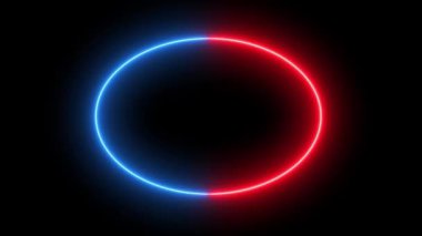 Neon Renk döngüsü. Mavi ve kırmızı neon renkli daire, dikişsiz döngü. Neon Soyut Kusursuz Döngüsüz Canlandırması.