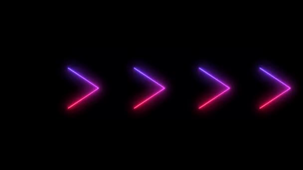 霓虹灯的颜色抽象红 粉三种颜色的右箭头符号和符号 Neon Abstract Seamless Loop Animation — 图库视频影像