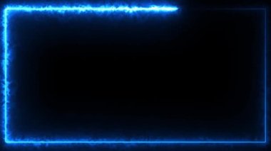 Mavi yangın, elektrik rengi dikdörtgen, neon çerçeve kutusu hareketli, dikişsiz döngü. Neon hattı çerçeve ya da sınır ışık efektini kapsar. Soyut Neon çizgi çerçeve animasyonu. Kusursuz döngü.
