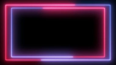 Kırmızı ve mavi hareket eden renk dikdörtgeni neon çerçeve kutusu animasyonsuz döngü. Neon hattı çerçeve ya da sınır ışık efektini kapsar. Soyut Neon çizgi çerçeve animasyonu. Kusursuz döngü.