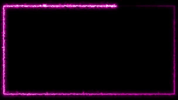 Fuego Púrpura Movimiento Color Eléctrico Rectángulo Neón Cuadro Animación Lazo — Vídeo de stock