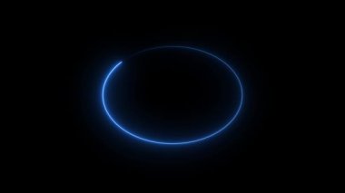 Mavi neon parıltısı. Neon hattı çerçeve ya da sınır ışık efektini kapsar. Soyut Neon çizgi çerçeve animasyonu. Kusursuz döngü.