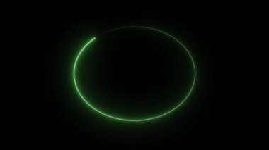 Yeşil neon ışık çemberi. Yeşil neon ışık çemberi. Neon hattı çerçeve ya da sınır ışık efektini kapsar. Soyut Neon çizgi çerçeve animasyonu. Kusursuz döngü.