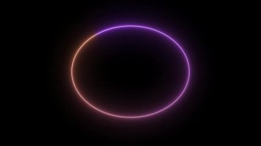 Pembe ve bronz neon parlama çemberi. Neon hattı çerçeve ya da sınır ışık efektini kapsar. Soyut Neon çizgi çerçeve animasyonu. Kusursuz döngü.