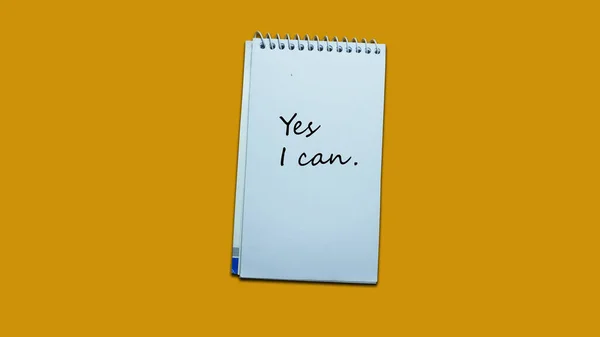 Hand Writing Note Yes Can Notebook Lifestyle Advice Support Motivational — Stockfoto