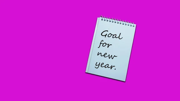 Objetivo Para Ano Novo Mão Escrevendo Nota Caderno Estilo Vida — Fotografia de Stock