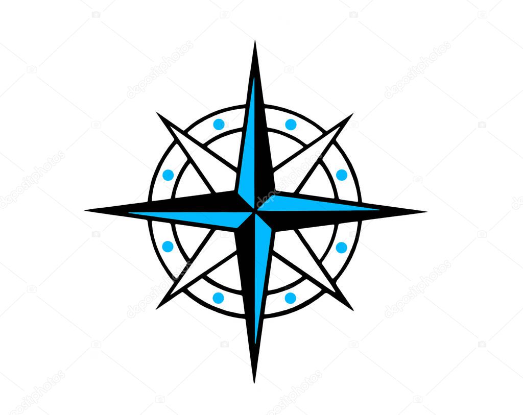 A black and blue star over white