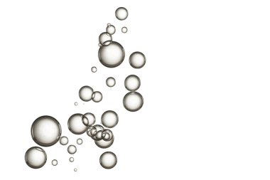 Temiz su damlaları beyaz arka planda izole edilmiş. Fizz, izole edilmiş.