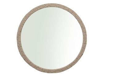 An old mirror over white, cracked, reflect.