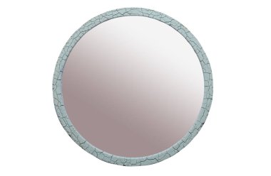 A old mirror with a cracked frame.