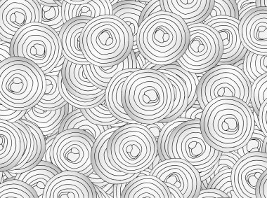 Black and white onion rings, layer, illustration.