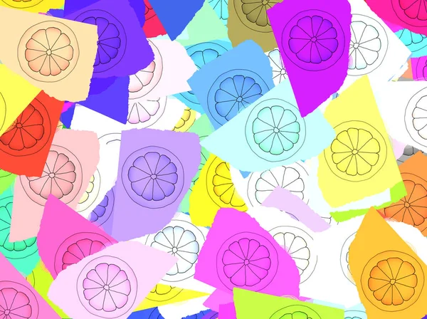 Paper Torn Lemon Slices Colors —  Fotos de Stock