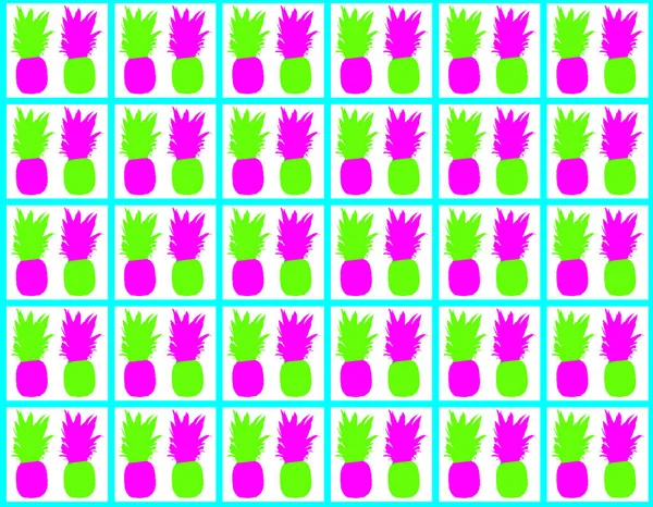 A abstract poster with colorful pineapples.