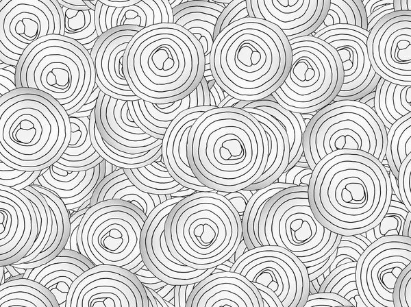 Black and white onion rings, layer, illustration.