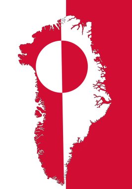 Grönland ve bayrak, ada, Danimarka.