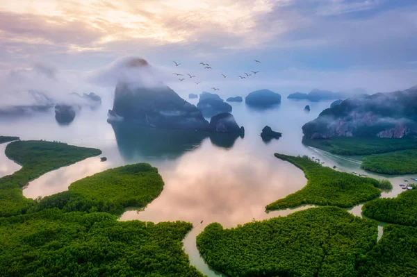 Вид Повітря Затоку Фан Нга Точці Зору Samed Nang Chee — стокове фото