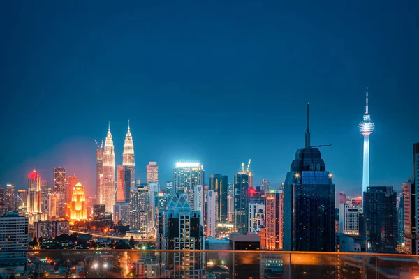 Paesaggio Urbano Kuala Lumpur Skyline Città Notte Malesia — Foto Stock