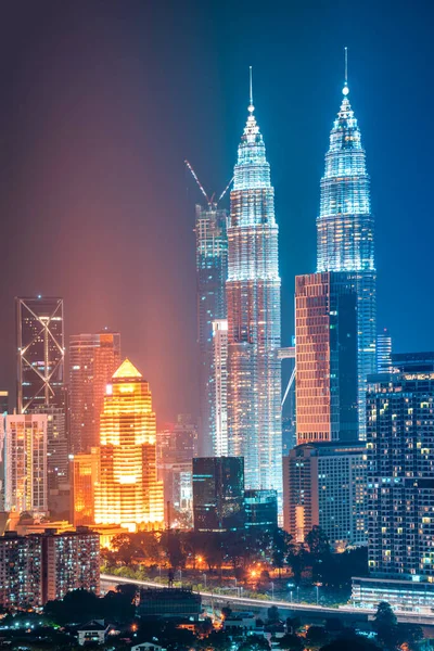 Stadtbild Von Kuala Lumpur Bei Nacht Malaysia — Stockfoto