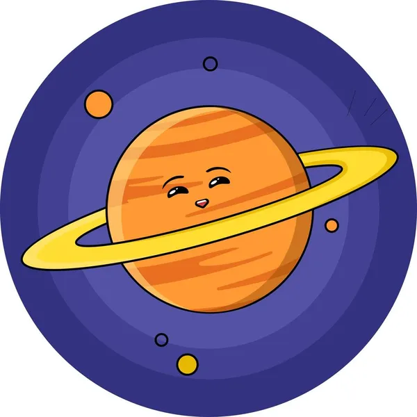 Grafisk Vektor Illustration Klotter Konst Barn Illustration Saturnus Planet — Stock vektor