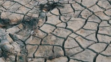Kuru ve susuz toprak. Toprak kuraklık yüzünden çatladı.